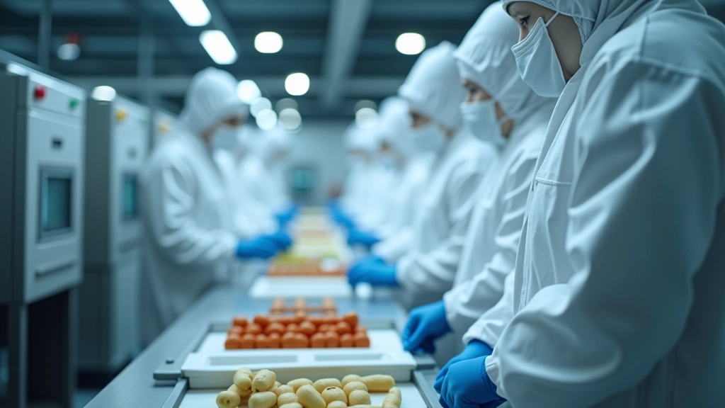 Usine de transformation alimentaire avec lignes de production et contrôle qualité