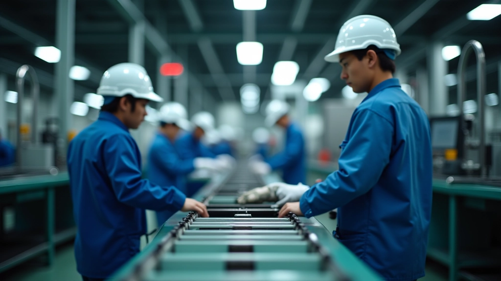 Usine de fabrication moderne avec équipements industriels, ouvriers au travail, intérieur d'une installation de production